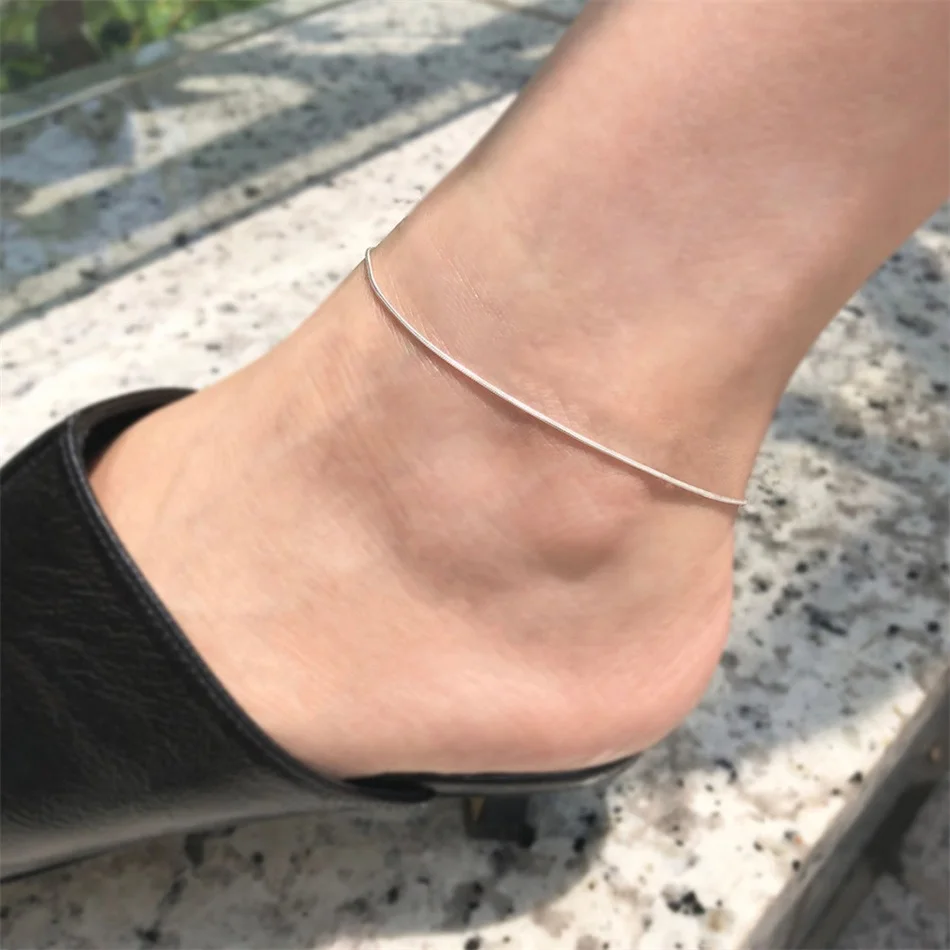 Custom Jewelry Women Dainty Gold  Adjustable Round Chain Snake Anklet Titanium Stainless Steel