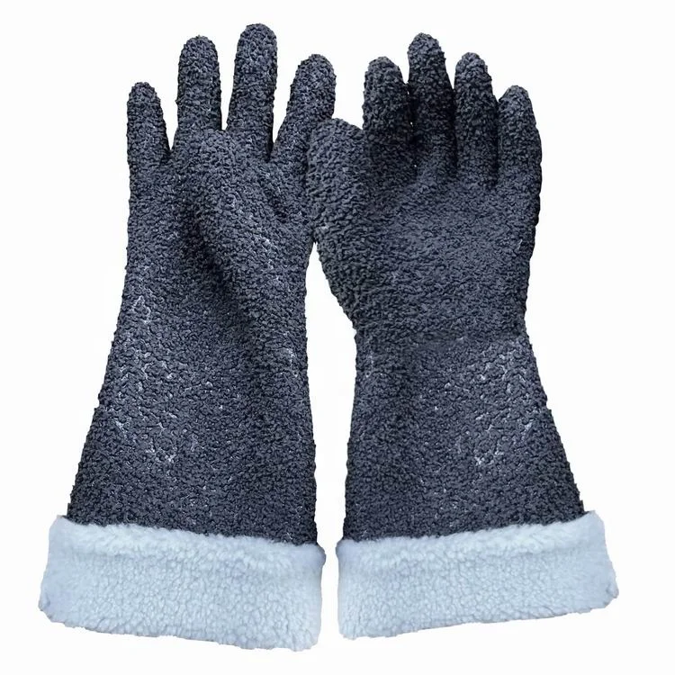 YULAN DPV207 Wholesale Anti Slip Soft Comfort Fit Gauntlet Warm Thick Liner Lambswool Fabric PVC Fully Coating Gloves