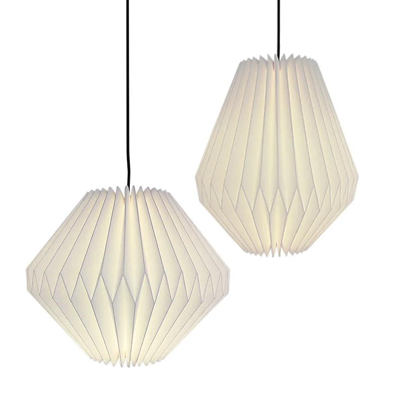 Modern Nordic Simple Paper Design Craft Origami Lampshade Hanging Lamp Pendant Light For bedroom living room