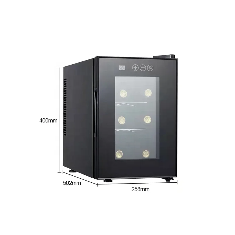 Best quality 6 bottles custom logo glass door small wine fridge cooler