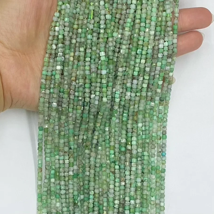 2.5mm 3mm 4mm Gemstone Loose Faceted Square Stone Beads Natural Peridot Faceted Square Beads for DIY Jewelry Accessories