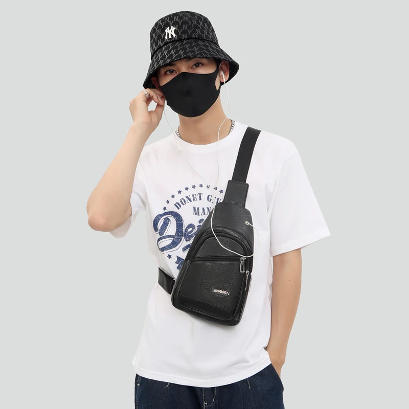 Cross Body Sling Chest Bag for Men Sling Bag Fashion Bag Sports Shoulder Light Weight Cycling 2023 Fashionable PU Nylon 5-7 Days