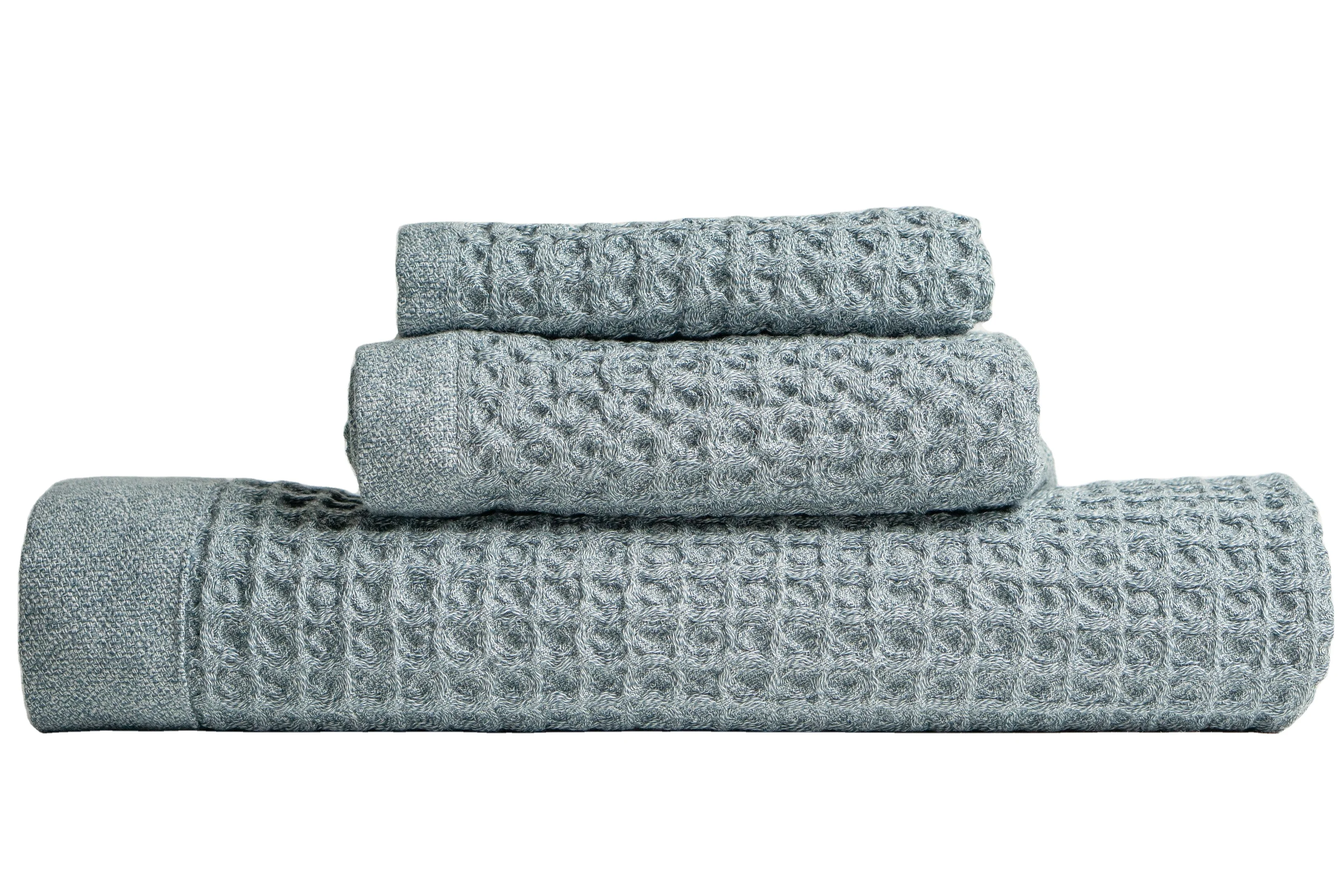 Waffle Weave Bath Towel Set Antimicrobial 100% Supima Cotton Grey Premium Luxury Bath Hand Washcloth Towels for Bathrooms