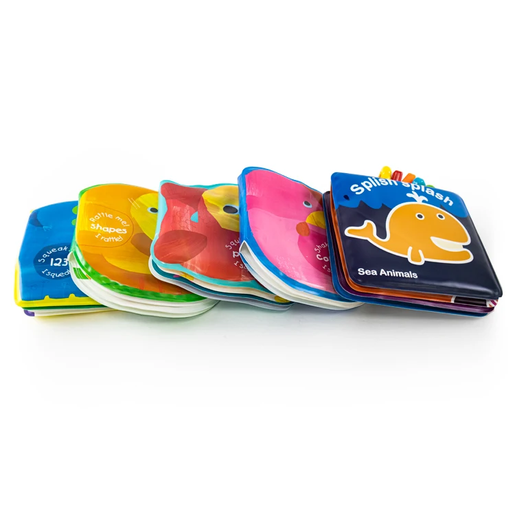 Baby Toddlers Bathing Waterproof Animals Pictures Bath Book Set With Box Packing