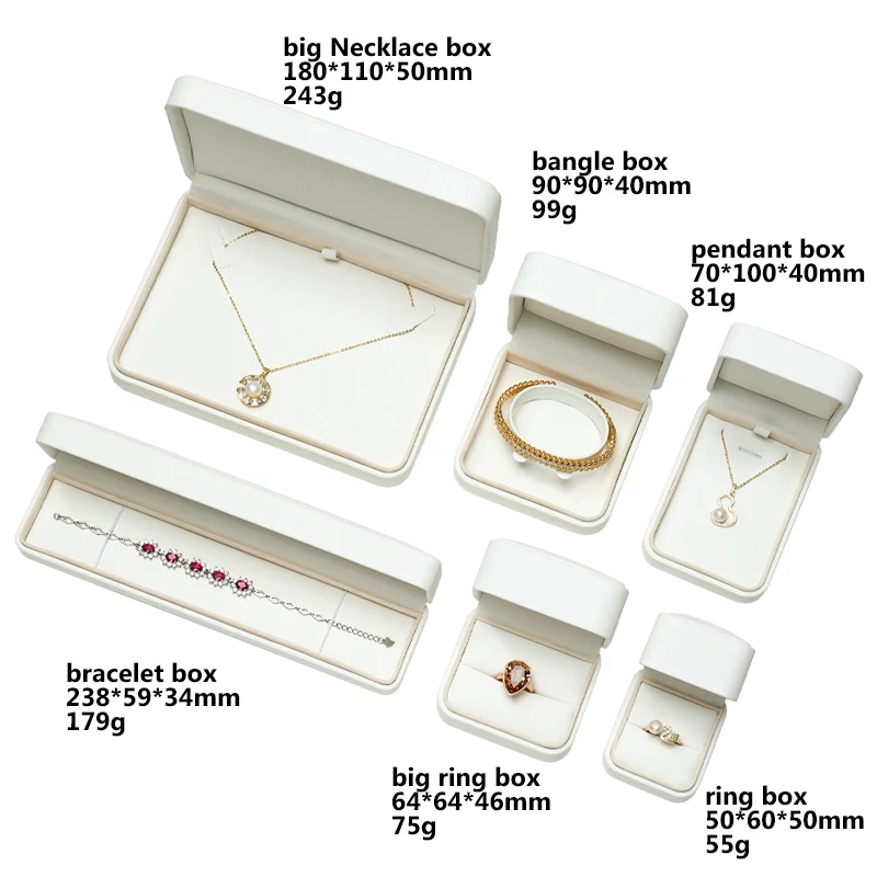Factory Customized PU Leather Jewelry Box Ring Pendant Jewelry Box Bracelet Silver Luxury  Jewelry Packaging Box Printed LOGO