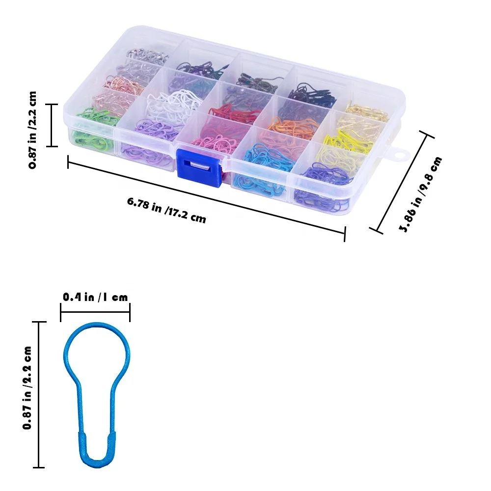 450 Pcs Baby Metal Calabash Safety Pins Knitting Needle Stitch Markers Safety Pin with Storage Box