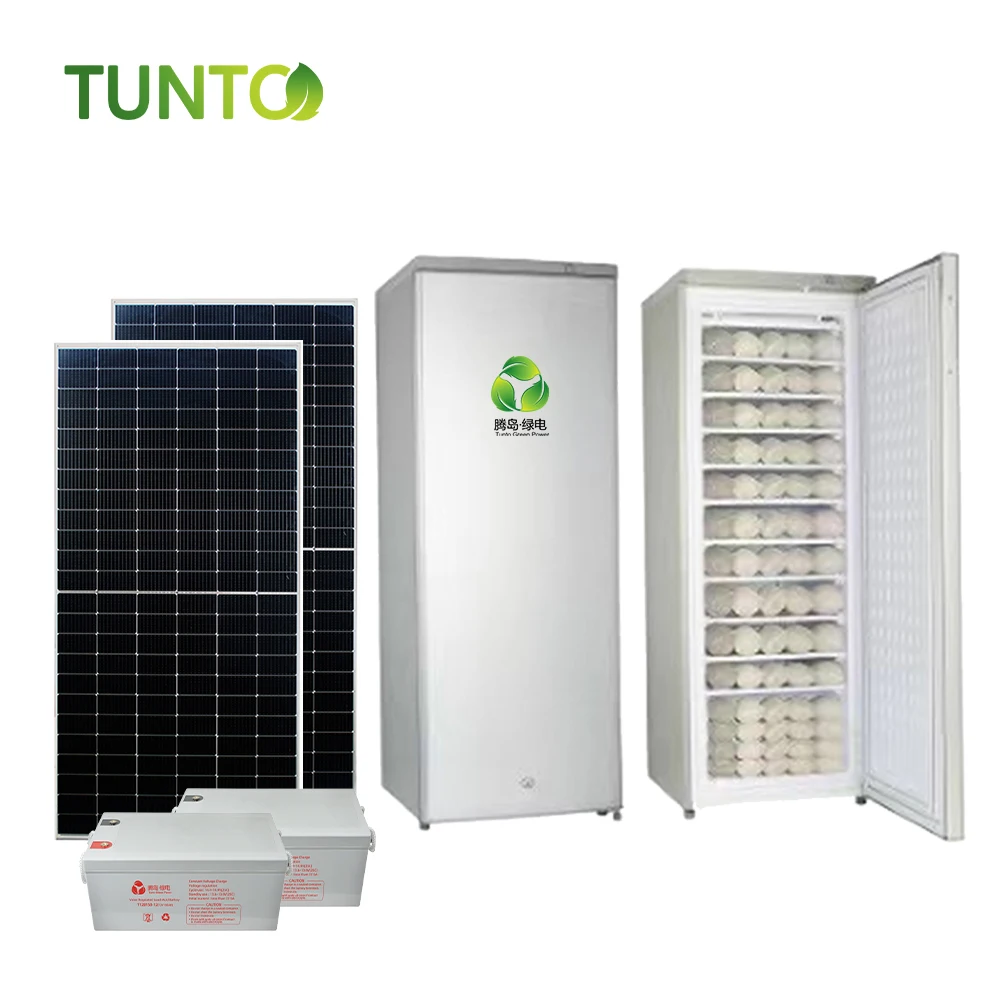 DC 24V 198L 11 layers stainless steel color Fast Cold ICE Water Upright solar Freezer With Solar System solar panel batteries