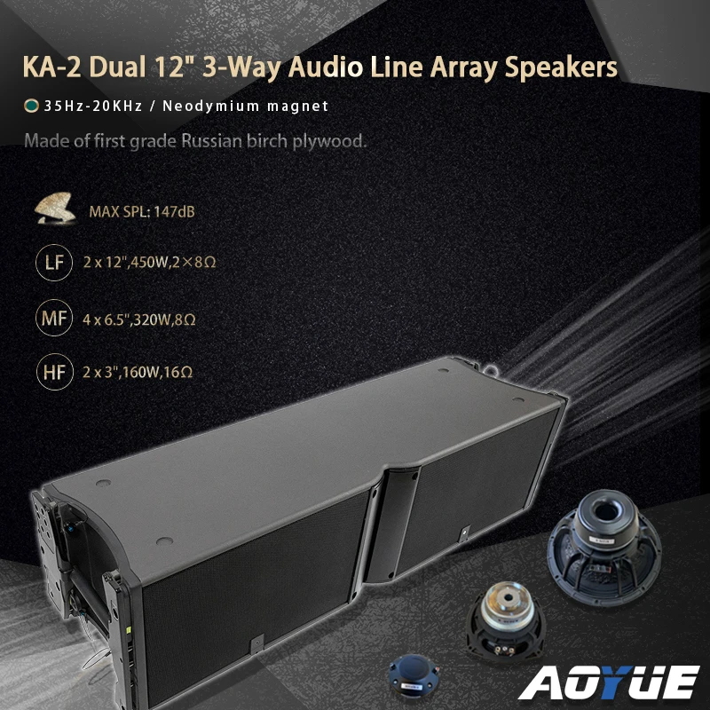 KA-2 line array ground outdoor neodymium magnet sound system 3-way passive 12 inch line array