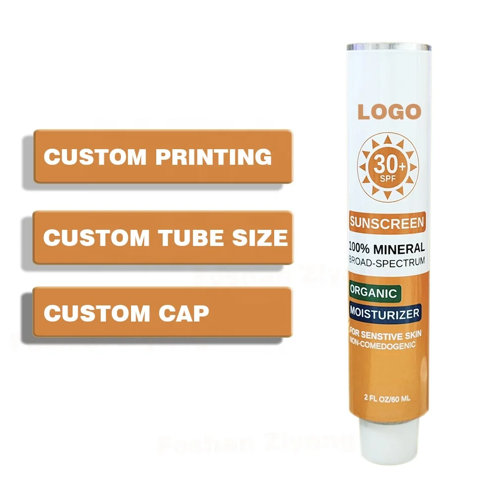Factory Custom 60ml Alu Tube Soft Cosmetic Metal Squeeze Tube for Sunscreen Cream Skin Care Use