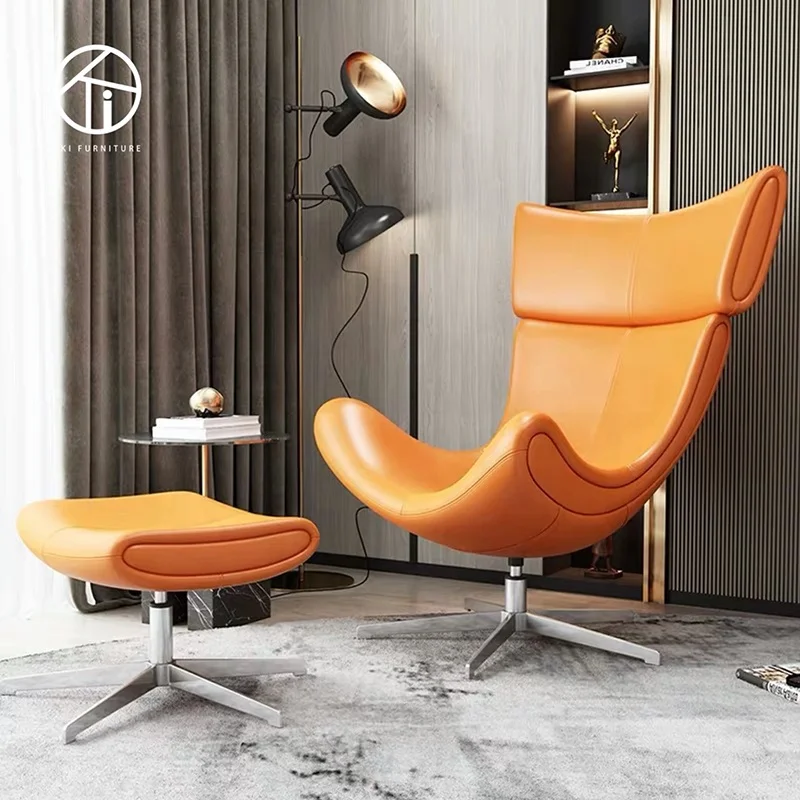 Modern High Wingback Upholstery Fabric leather Wingback swivel Chair For Living Room egg chair sofa with footrest ottoman