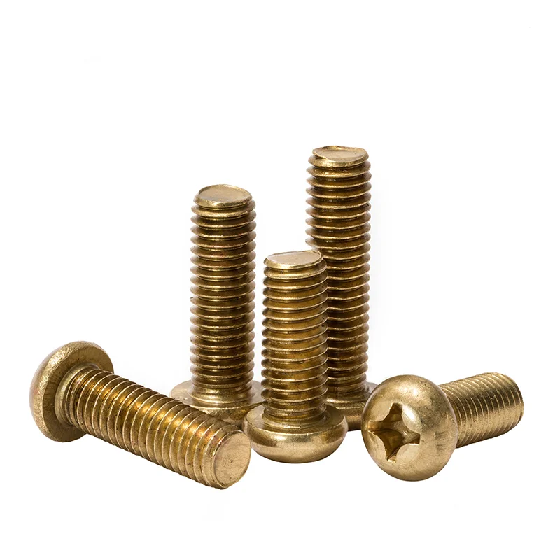 M3 M4 M5 M6 Brass Phillips Cross Pan Head Screw Round Head Machine Screw Metric Thread Cross Recess Bolt