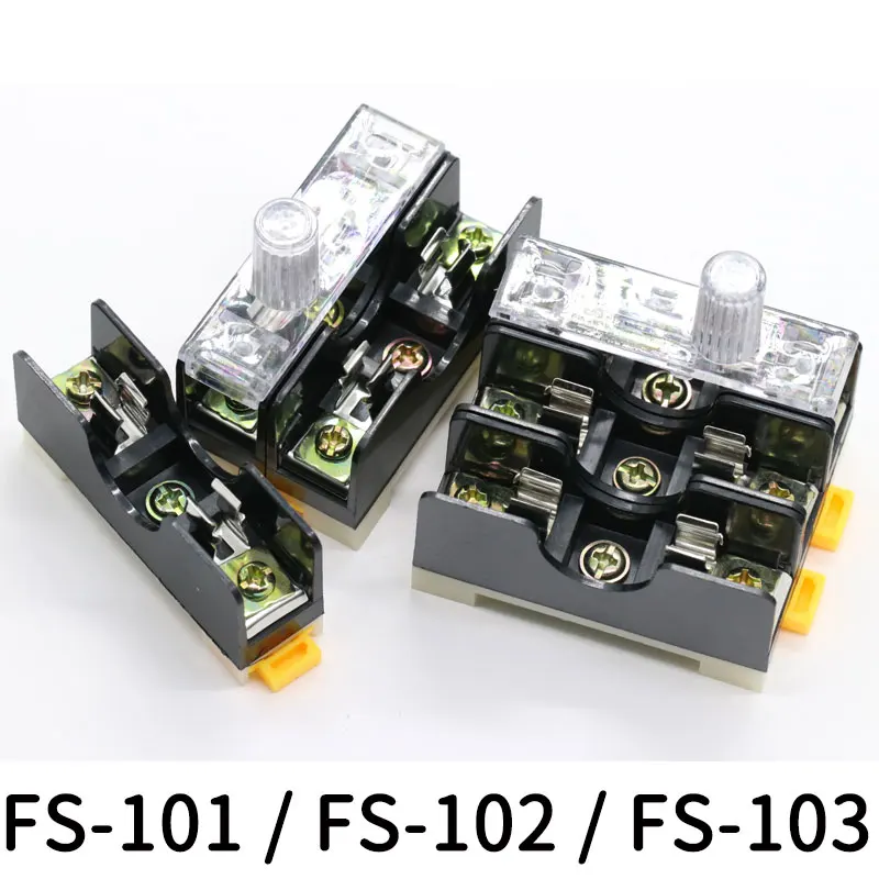 Оригинальный FS-101 /102 6x30 Din крепление на рельс один двойной полюс со светодиодным индикатором держатель предохранителя стеклянная трубка Предохранителя