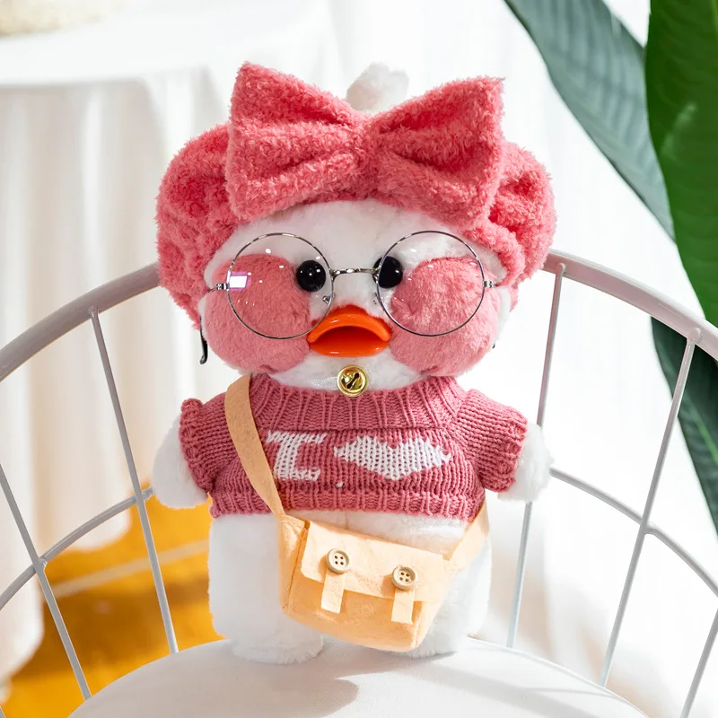 Wholesale  Lalafanfan Mini Cafe Original Clothes Yita White Yellow Pink Duck  Kawaii Plush Toy  Lalafanfan Duck