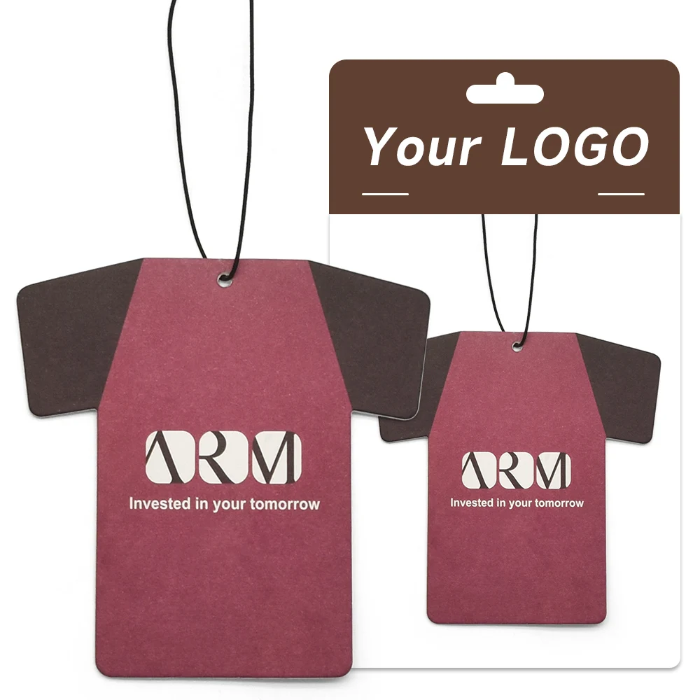 New gifts car smell printed designer shape car air freshener with custom packaging