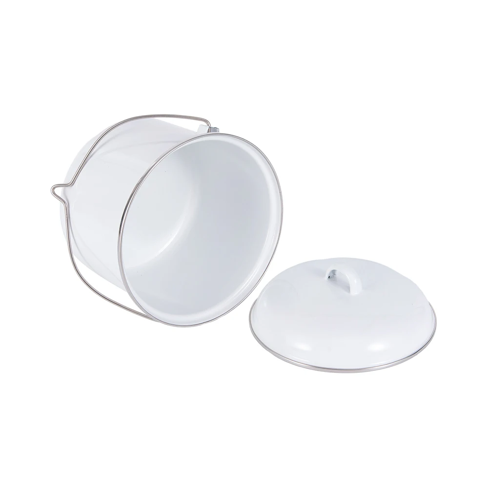 Manufacturer Wholesale Camping Outdoor 3000ml Over Fire Enamelware Vintage White Enamel Pot