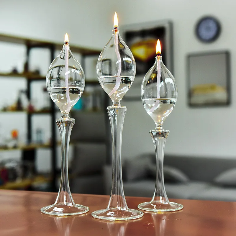 Best Selling Customized Refillable Glass Liquid Candle Replacement For Liquid Paraffin Disposable Fuel Cell Oil Lamp
