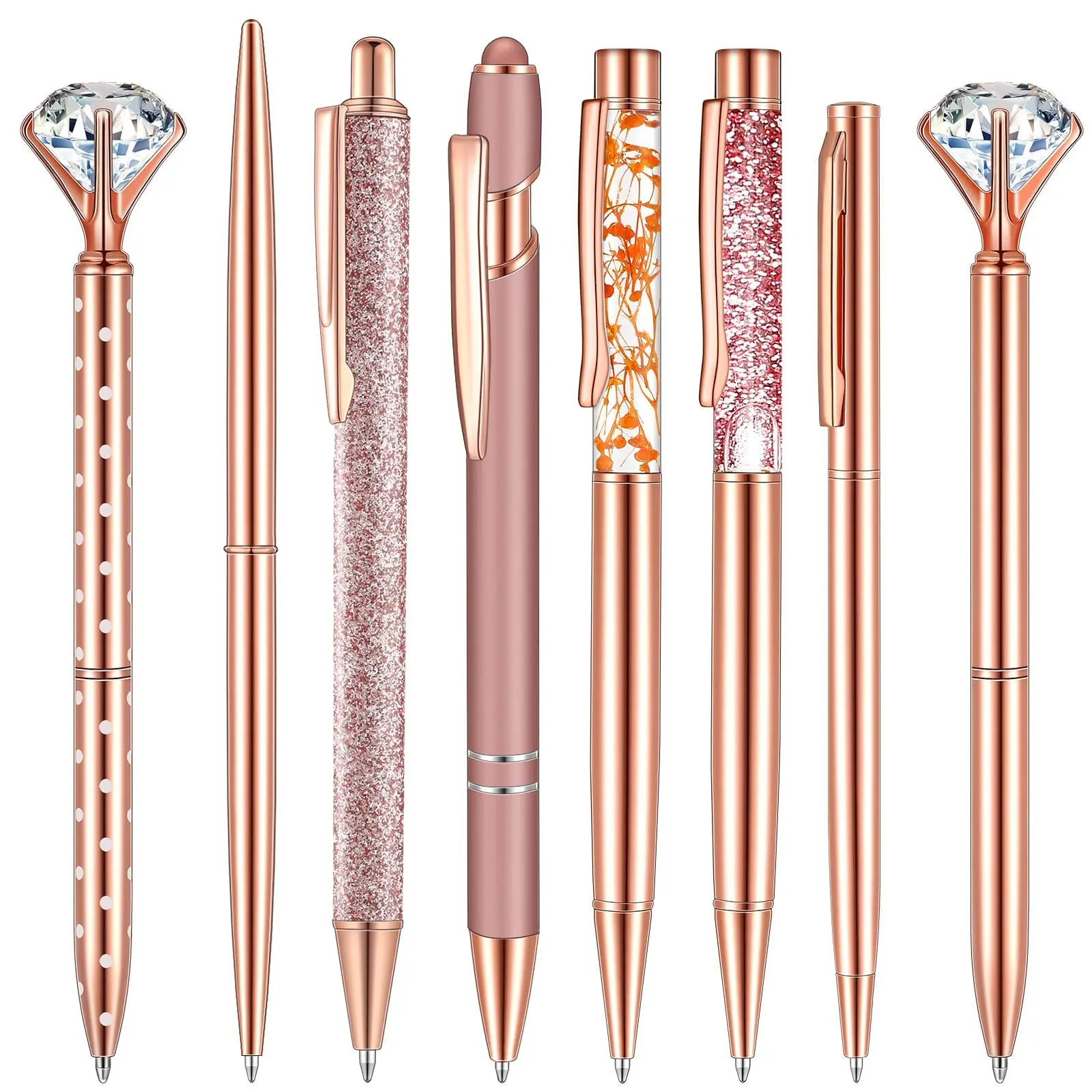 Rose gold 8PCS set custom metal ballpoint pens custom pens with custom logo stationery