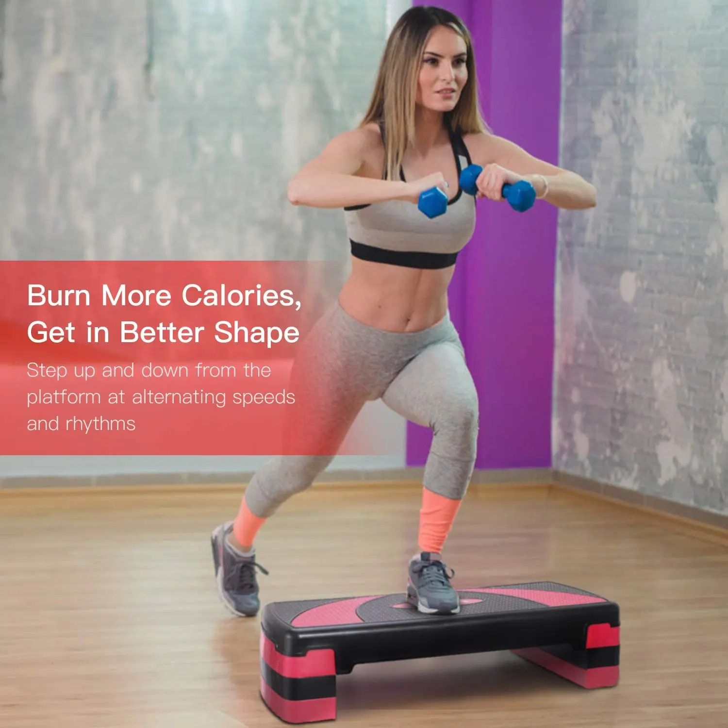 OneStar Hot Selling Custom Logo Design Adjustable Aerobic Fitness Exercise Gym Step Board