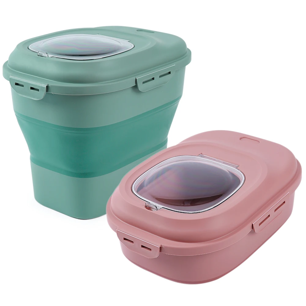 2021 New Hoopet Eco Friendly PP Collapsible Pet Food Bucket Box Storage