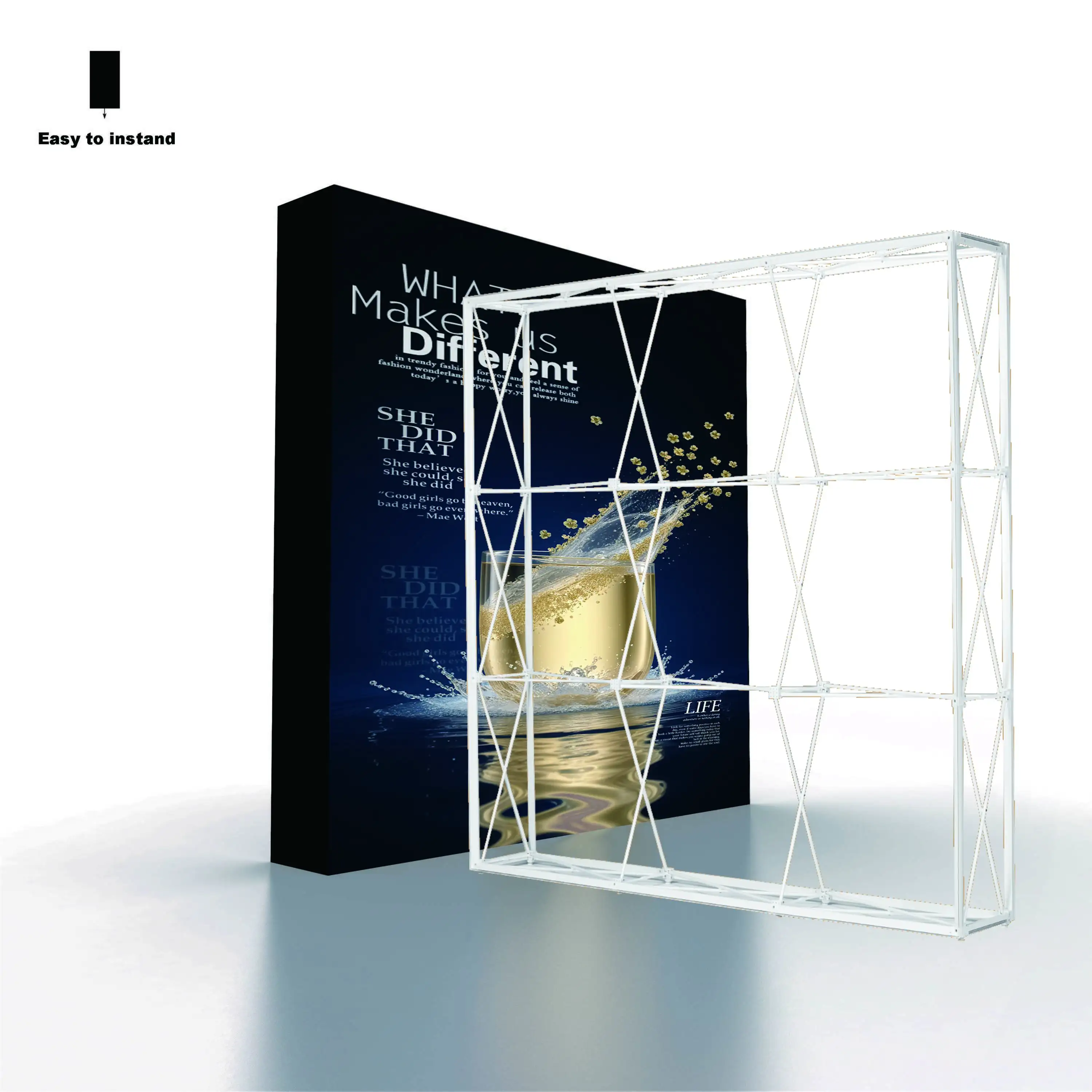 A-NEW Portable trade show tension fabric SEG tool-free pop up banner stand LED modular exhibition booth