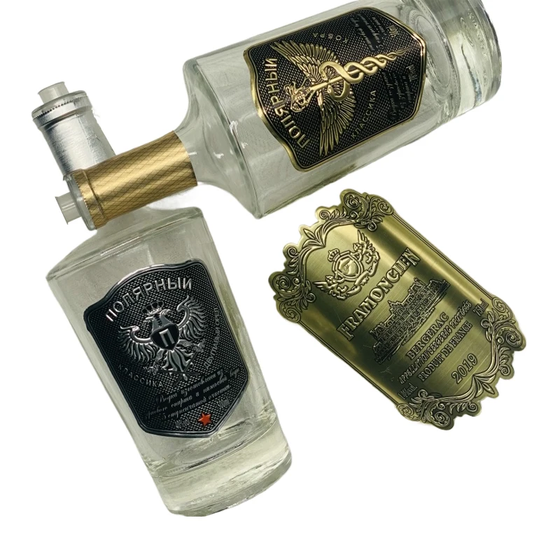 3d Beautifully Printed Embossed Wine Labels Perfume Labels Luxury Custom Logo Aluminum Metal Crafts Champagne Wine Label