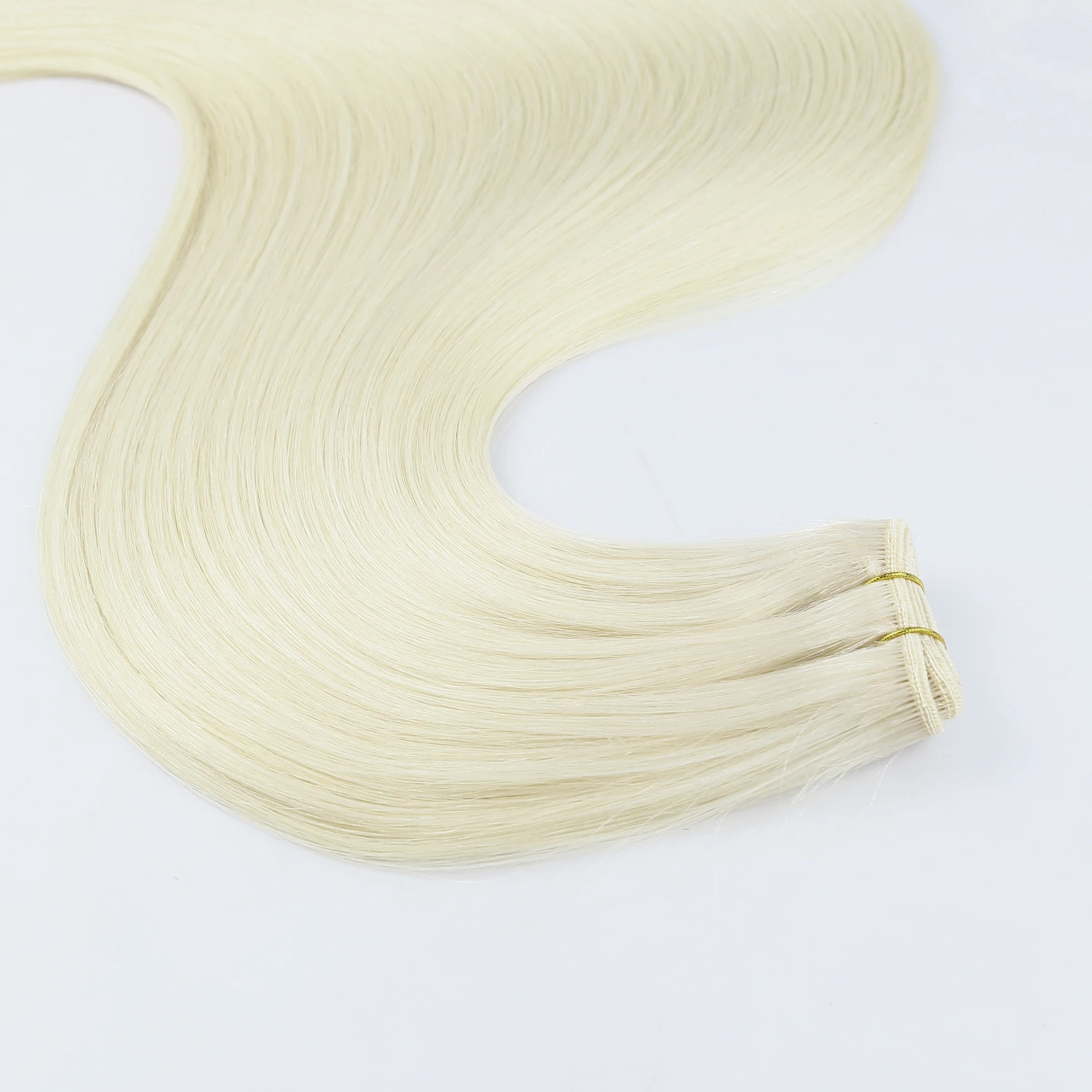 Thin Soft Light Russian Hair Extensions Cuticle Intact Genius Weft Volume Straight Style Human Hair Weft