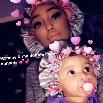  Лидер продаж шелковые головные уборы mommy and me двухслойные атласные с логотипом