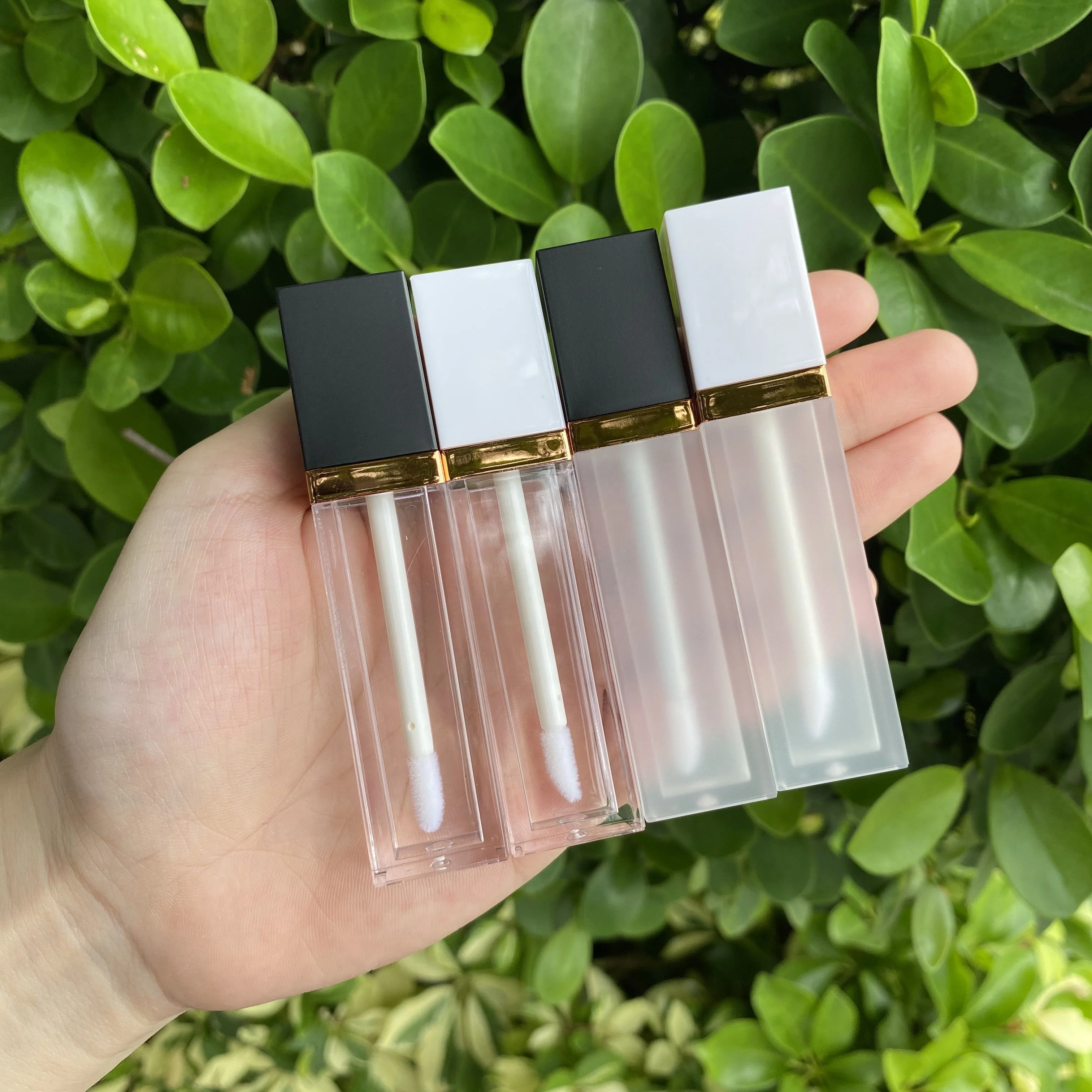 JANCY PACK 7ml black white rose gold clear forst square lipstick lip gloss tube bottle