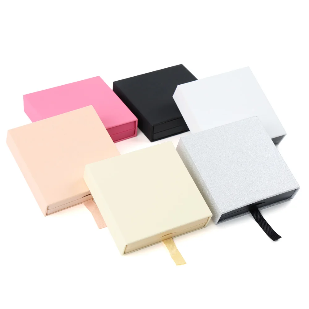 Personalized Custom Logo Square Paper Gift Boxes with Clear Plastic Tray for Packing Press on Nails Eyelash and Jewelry