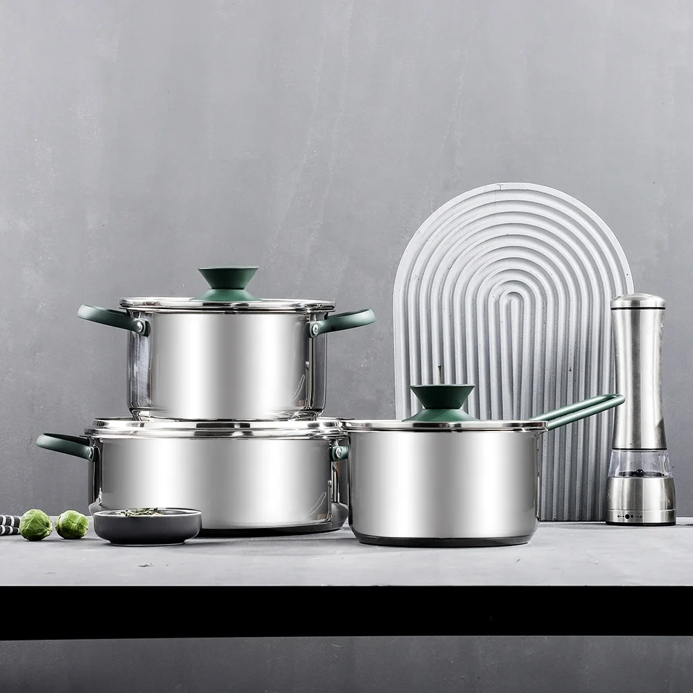 Kitchen 3 Pcs Non Stick Cookware Set Stainless Steel Cooking PURE
