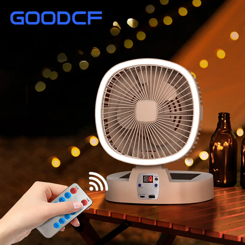 Solar Air Circulation Fan Desktop Camping Portable Foldable Fan RC Long Endurance Power Bank 2024 New Hot Sale Outdoor ABS 6w