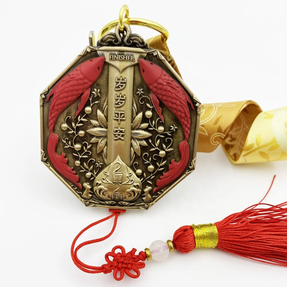Wholesale Commemorative Custom Marathon Race Metal Award 3D Medals with Chinese Knot