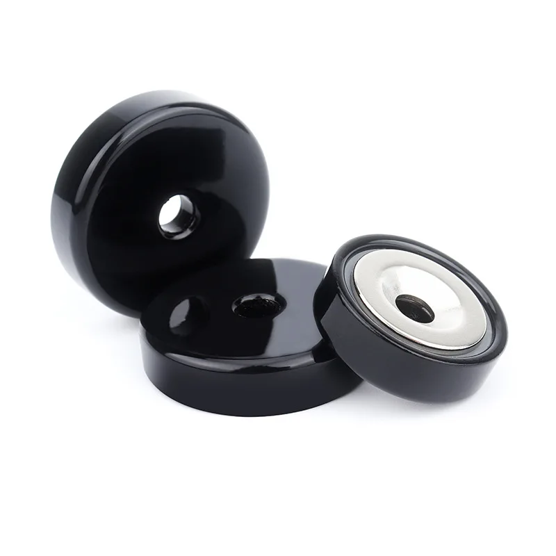 Powerful pull force rare earth pot magnets with threaded hole round countersunk pot magnet neodymium base magnet with screw