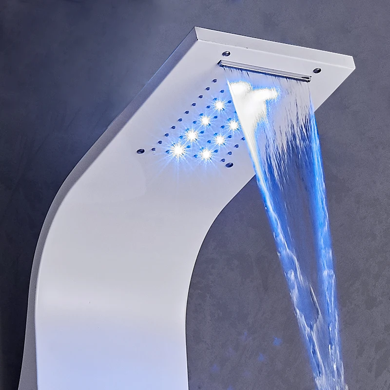 
Temperature rainfall stainless steel led waterfall shower panel 