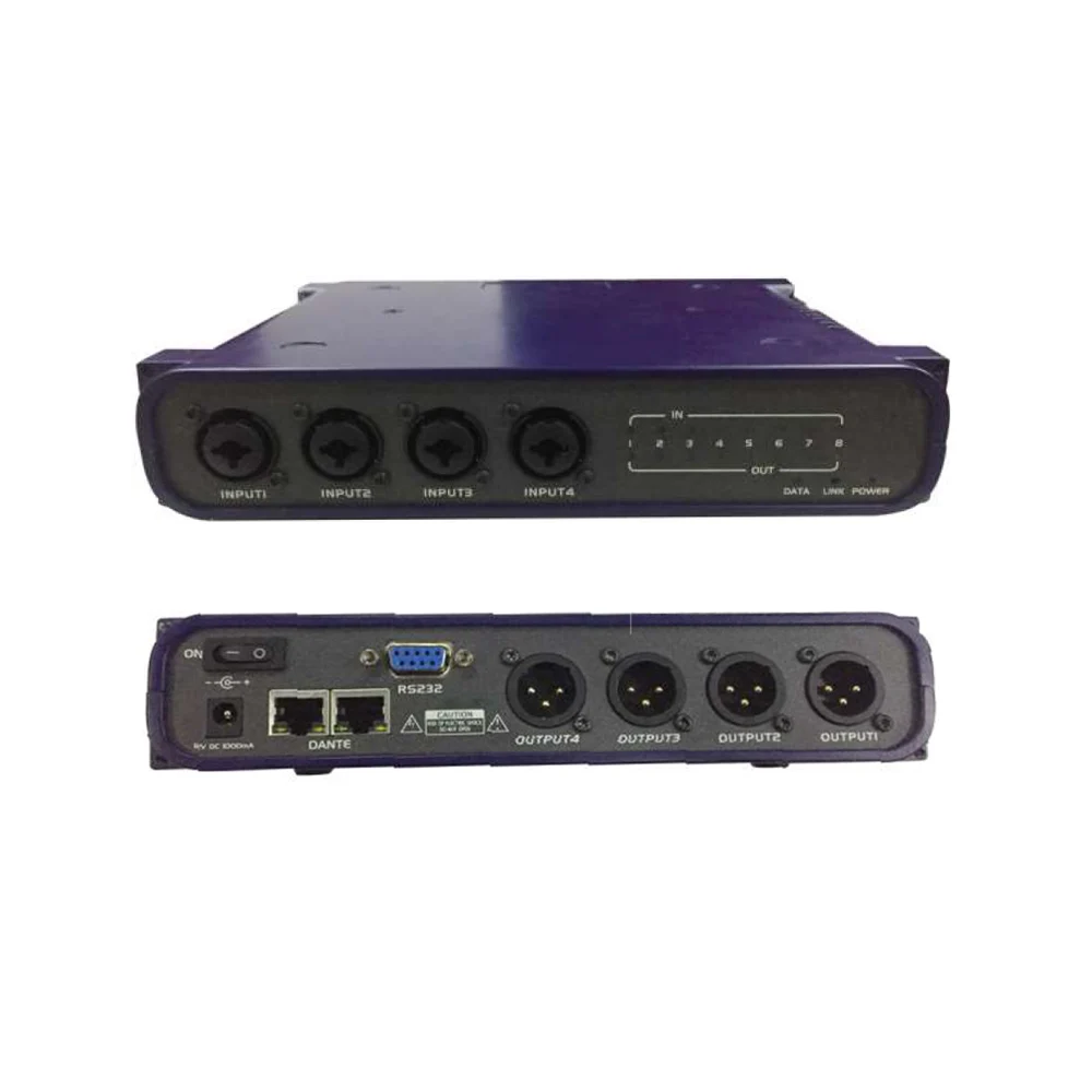 Public Address System 8 In 8 Out Analog Digital Dante Network Audio Matrix Transmitter with Built-in DSP