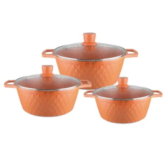 Factory Stock Cooking Pot Set  Cookware Granite Small 6pcs Luxury Aluminium Alloy Pot Set Multipurpose Pot