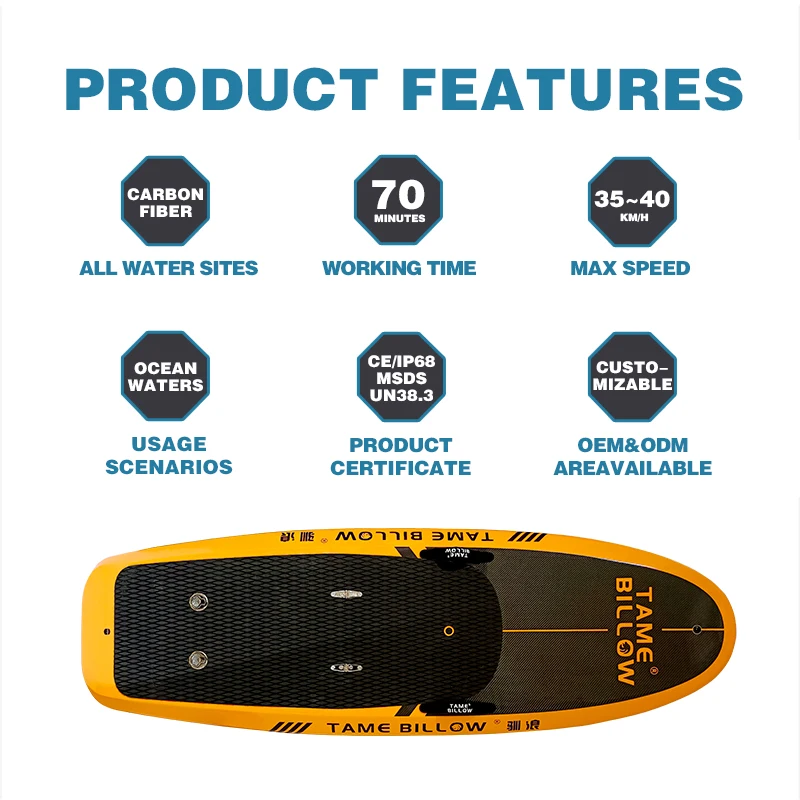 Carbon fiber efoil 8 KW surfing board Electric Hydrofoil Surfboard with water proof battery electric board
