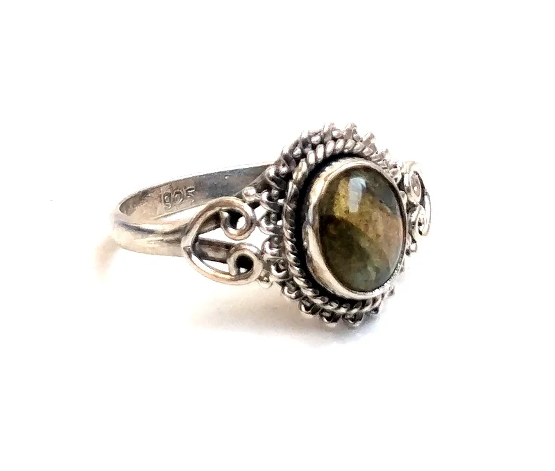 Оптовая торговля Серебро 925 для женщин и девочек кольцо с натуральным камнем Лабрадорит кольца оптовая продажа индийских серебряное