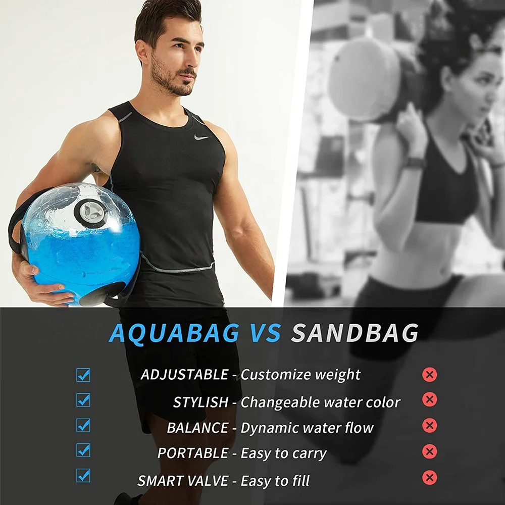 Custom Logo Color Pvc Round Shape Adjustable Ball Shape Lifting Aqua Training Water Dumbbell Sandbag Fitness Power Aqua Bag