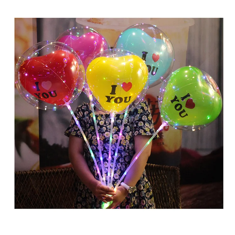 I Love You Balloon Amusement Park Led Colorful Light Transparent Beautiful Confession Balloons
