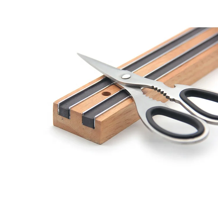 Wholesale stainless steel magnetic knife bar Kitchen Storage 16 inch  wood magnetic knife holder for wall