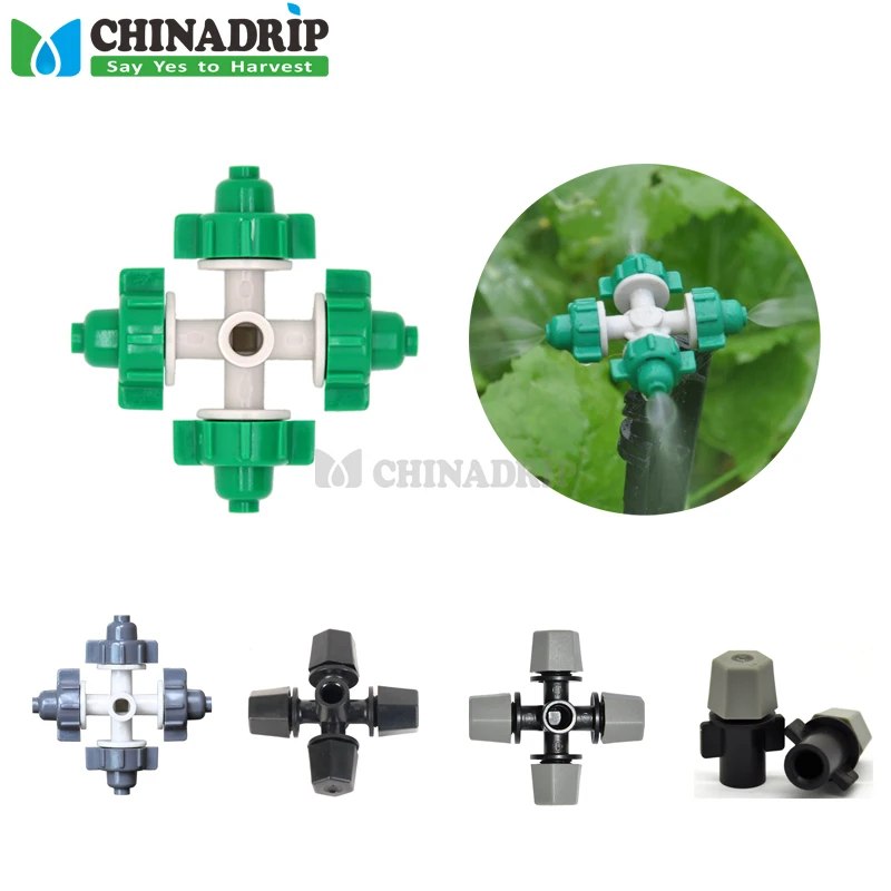Greenhouse Irrigation 4 Way Fogger Garden Nozzle Micro Spray Stake Drip for Other Watering & Irrigation System