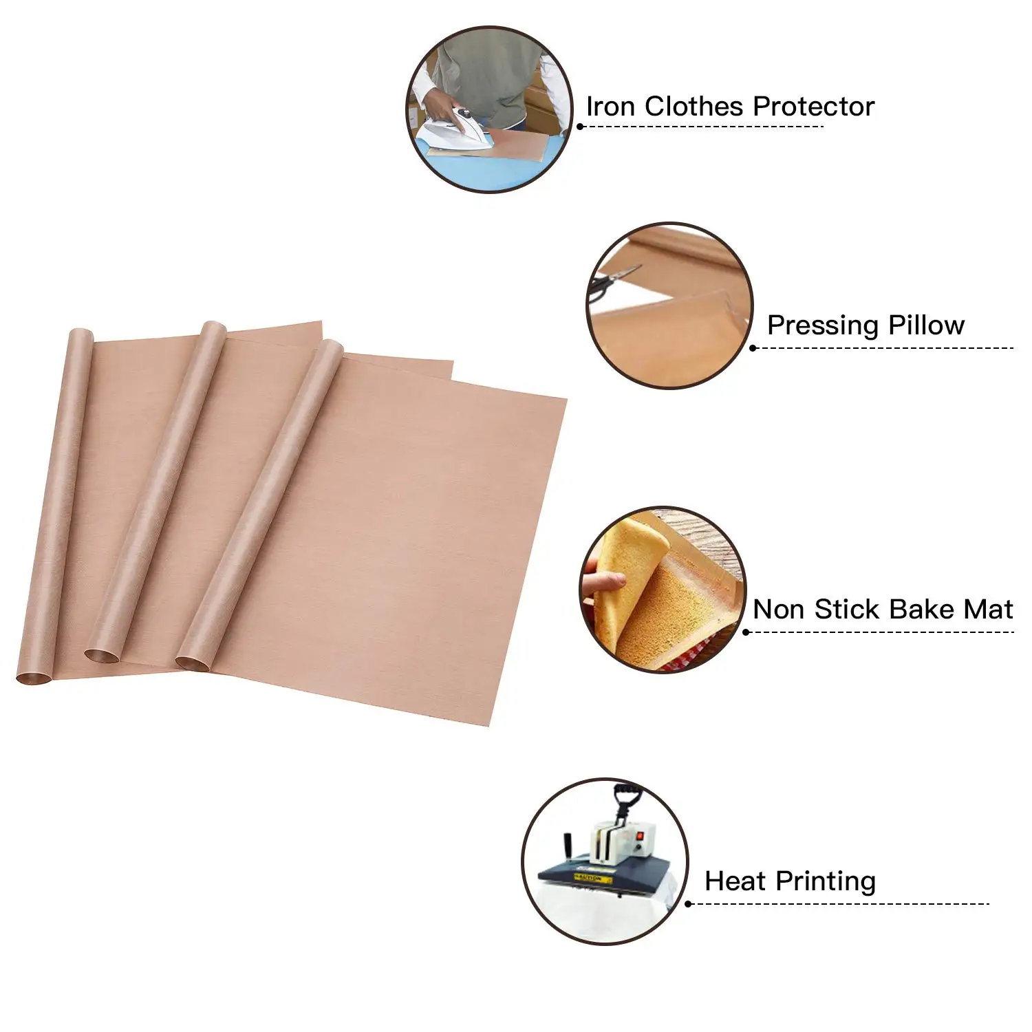 Non-stick And Heat Resistant Ptfe Glass Fabric Sheet For Press Transfer Reusable Oven Baking