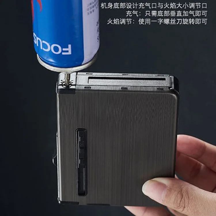 Upgraded Custom Logo Waterproof Flameless Creative Electronic Zinc Coil Lighter 20 Pcs Cigarette Case Box With Usb Lighter
