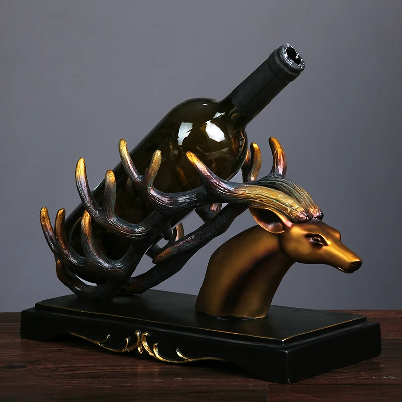 Hot Sale Resin crafts animal style figurine polyresin deer statue wine rack for table decoration