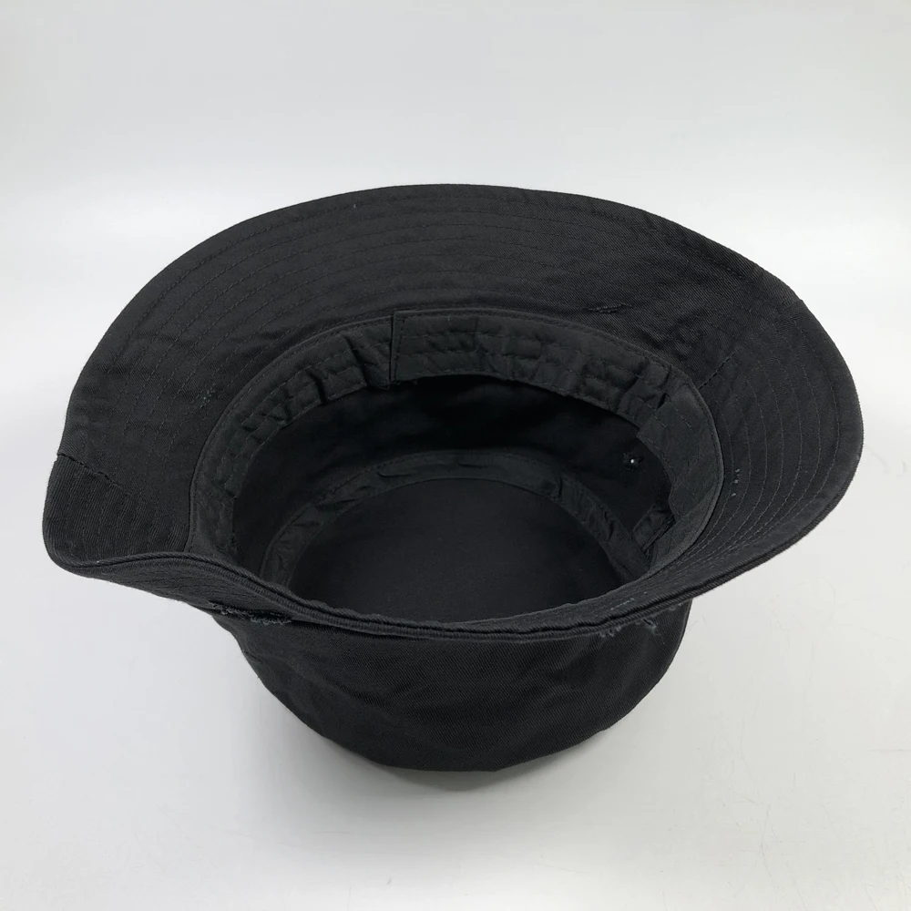 Custom distressed bucket hats with woven tags High quality classic black blank boonie Unisex casual cotton bucket hats rips