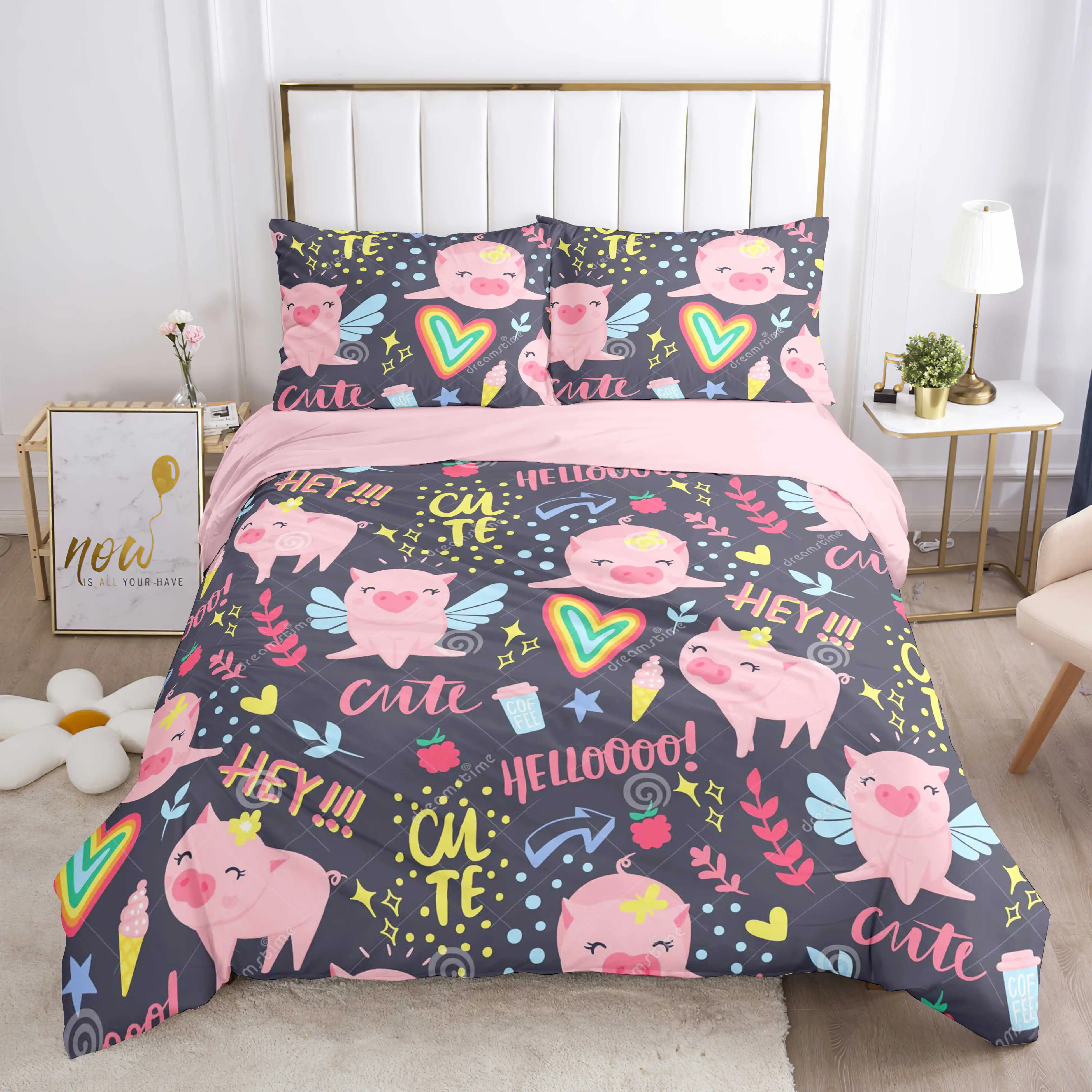 3D Print Duvet Cover animal feathers palm leaves tropical plant birds comfortable double bed bedding set