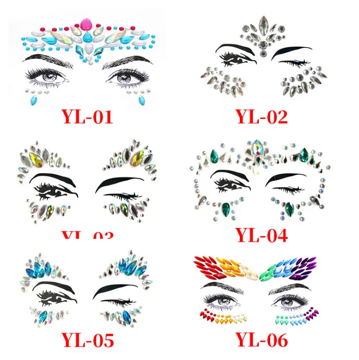 Eco-friendly Diamond Face Sticker Rhinestone Stickers Body Temporary Gems
