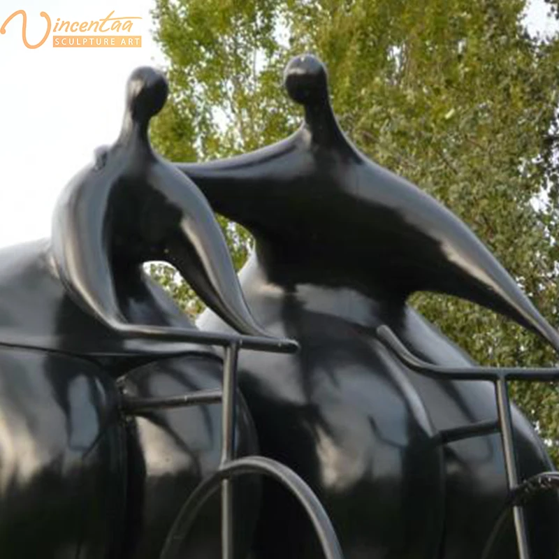Vincentaa Garden Outdoor Park Decorated With Abstract Bicycle Dancing Fat Woman Bronze Statue
