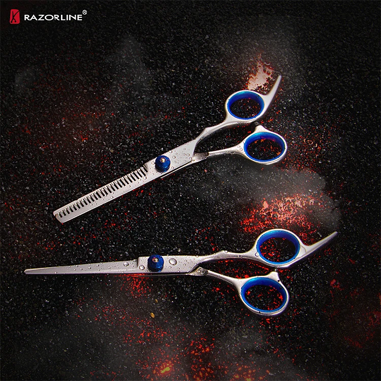 Custom LOGO 6 Inch 9CR Barber Professional Haircutting Scissors Kit Japanese 440C Hair Cutting Shears Tools Thinning Scissors